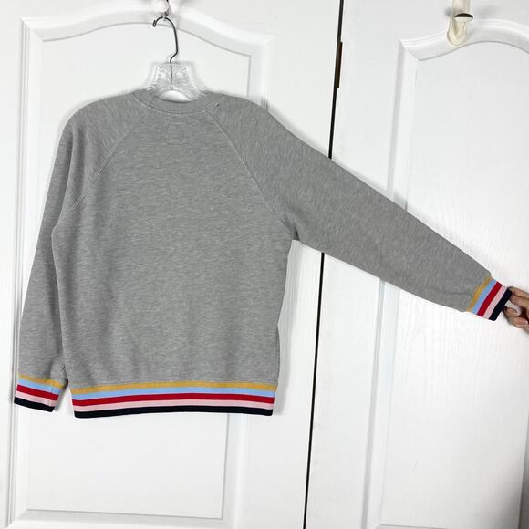 NWOT SOLD OUT NYC Sweatshirt S Limited-Edition Grey Rainbow-Stripe-Cuff&Hem Logo - Picture 2 of 10